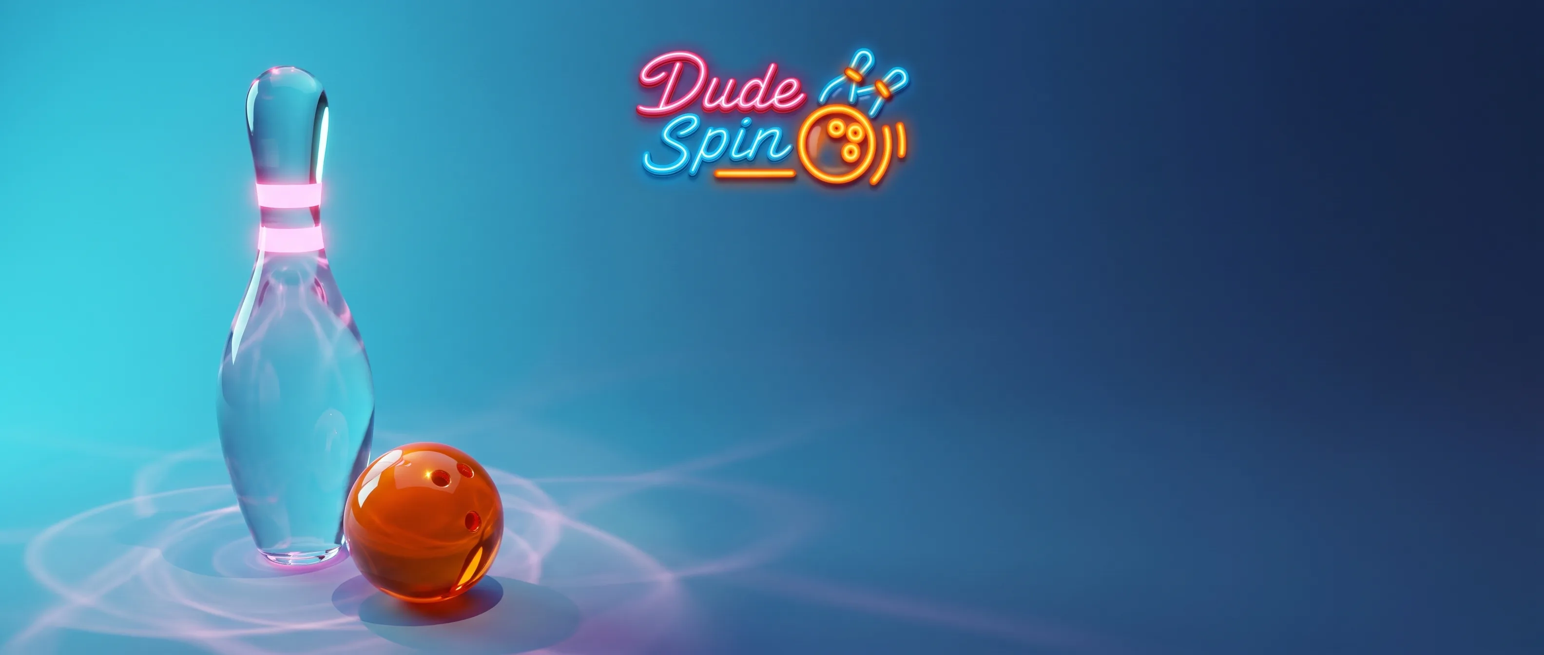Birillo di vetro e sfera arancione sullo sfondo Dude Spin
